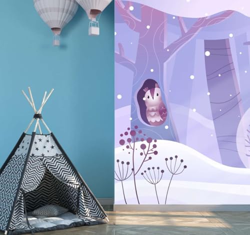 Papier peint hibou en hiver pose facile sans table mur net - 8