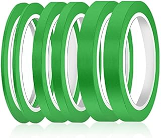 AIEX 6 Rolls Fine Line Tapes, 1/8, 1/4, 1/2 Inch Wide Fine line Masking Tape Colored Painters Tape Thin for Automotive Car School Office DIY Projects (Green)