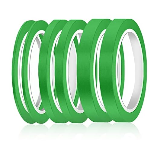 AIEX 6 Rotoli Nastro Fine Line, 3/6/12,6 mm Largo Nastri Adesivi Colorati Nastro per Mascheratura Modellismo per Auto Scuola Ufficio Progetti Fai da Te (Verde)