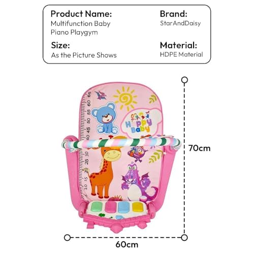 Image of Uonibaby by StarAndDaisy Baby Play Gym mat, Kick & Play Gym mat with Piano for Baby, Infants & Toddler Gym, Hanging rattles Toys and Fitness Rack (Blue)