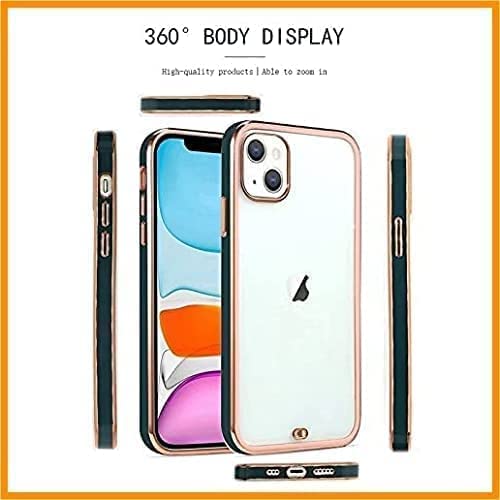 Image of MIDOS Back Cover Compatible with iPhone 14 Chrome Case Soft Silicone Transparent Electroplated Cover for iPhone 14 (Black)