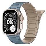 Sixmoat Compatibile con Apple Watch Cinturino 49mm 46mm 45mm 44mm 42mm per Uomo Donna, Cinturino Sportivo in Silicone Magnetica per iWatch Ultra SE Serie 11 10 9 8 7 6 5 4 3 2 1, Nuvola Blu-Albicocca