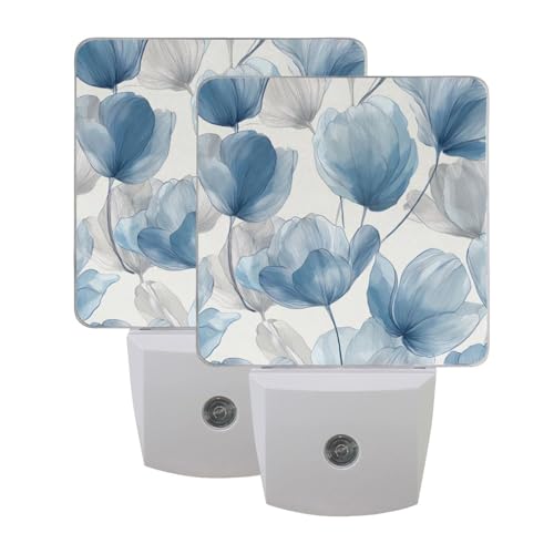 Lámpara de noche led azul tulipán con sensor automático