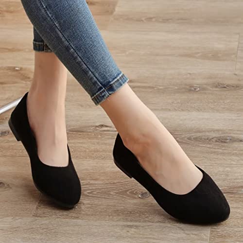 Ztwutang Stunner Women Cute Slip-On Ballet Shoes Soft Solid Classic Pointed Toe Flats Black 38(6) #TOP6