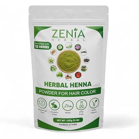 Zenia Herbal Henna Powder | Natural Hair Color Dye with 10+ Herbs | Prevents Hair Loss, Supports Healthy Growth (8oz) Cover