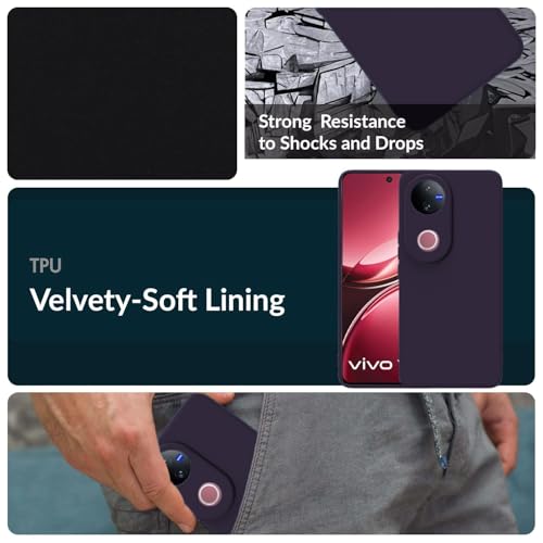 Image of DIZORO Microfiber Candy Back Cover Case for iQOO Z10R 5G / Vivo V50 / V50e 5G / Vivo T4R 5G Soft Silicone Rubberized Case with Camera Protection (TPU, Deep)