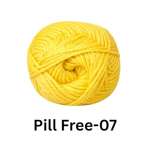 Image of VCR Yellow Yarn, Pill-Free Soft Knitting Yarn, 100 Grams Hank, 263 Meters Length, Low-Pill Acrylic Yarn, Soft Crosia Threads, Pack of 1, Suitable for Beanies, Caps and Gloves