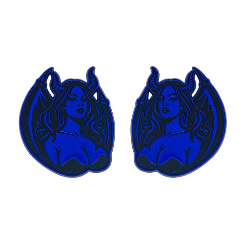 Image of Succubus Emblem, Devil Girl Demon Goddess 3D Badge, Dark Gothic Lilith Style Auto, Custom 3D Exterior Automotive Accessories, Universal Fit for Car, Truck, SUV (Set of 2) (Blue)