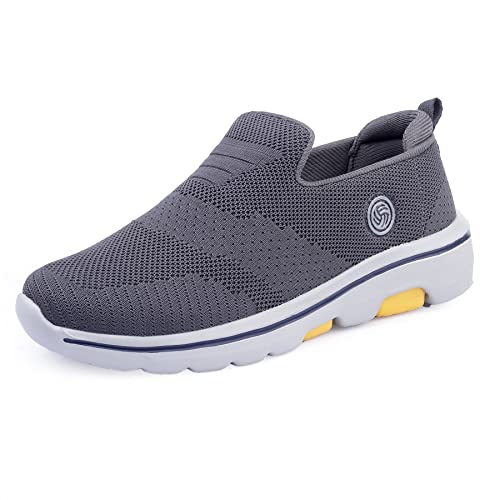 Bacca Bucci Men Nimbus All-Day Wear Joggers Slip-On Walking Shoes With Ortholite Footbed Extra Light Weight Shoe Diabetic Friendly Grey, Size Uk10