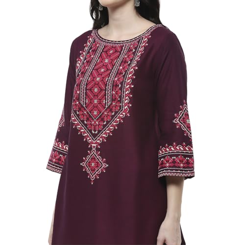 Image of BIBA Women Rayon Straight Printed Kurti