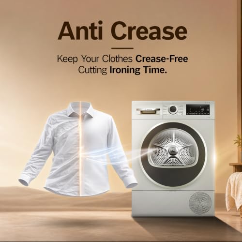Image of Bosch 8 kg Front Load Condenser Tumble Dryer, 100% Drying, Cottons & Easy Care Programs, Reduces 99.9% Allergens, Anti-Crease, Silver Inox (WTN86202IN)