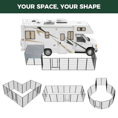 Image of FXW Rollick Dog Playpen with Sun Shade, 45 inchH, 16 Panels