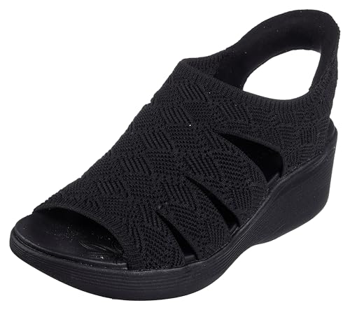 Skechers Women's PIER-LITE - MEMORY MAKER wedge sandal, Black/Black 10 M by Skechers - Used condition - US$29.66