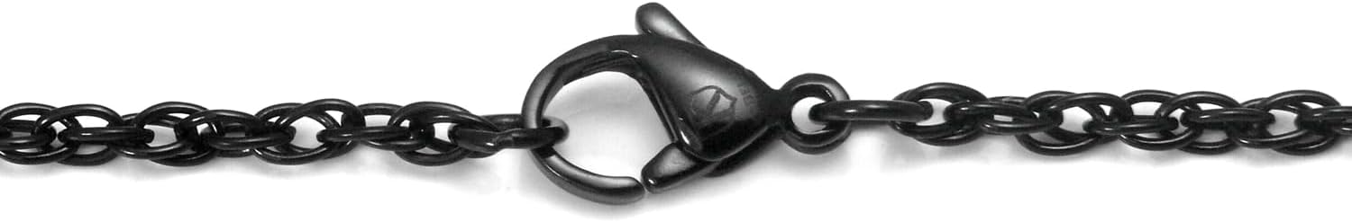 True Black Titanium 2.5MM Rope Link Necklace Chain