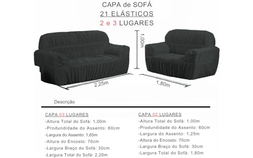 Capa protetora de sofá spandex 21 elásticos (Chumbo, 2 lugares)
