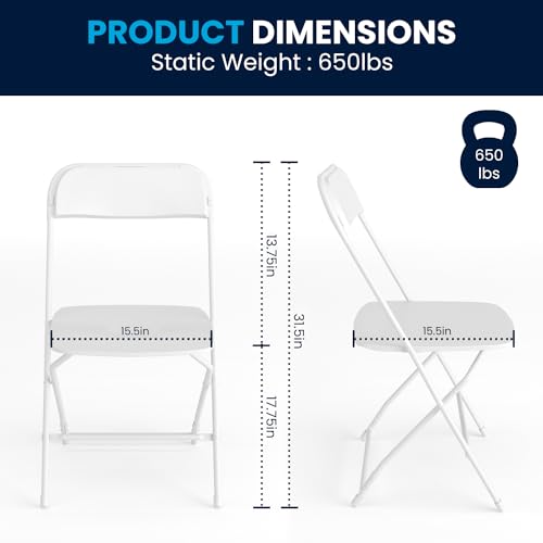 image for Flash Furniture Hercules Series Plastic Folding Chair - White - 650LB 
