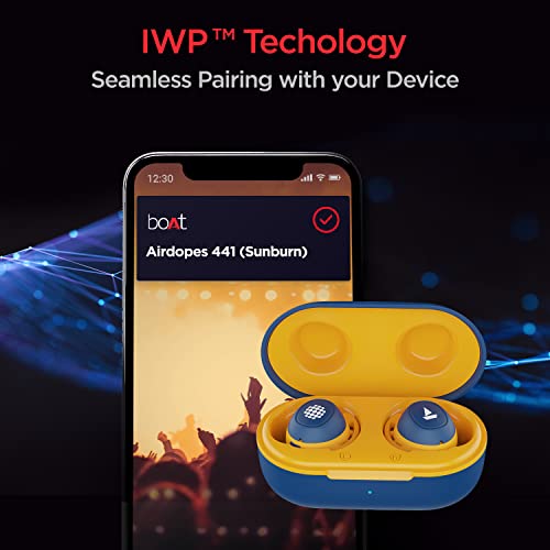 Image of Boat Airdopes 441 Bluetooth Truly Wireless in Ear Earbuds with Mic with Up to 30H Total Playback Iwp Technology Immersive Audioipx7 Water Resistance Super Touch Controls Secure Sports Fit