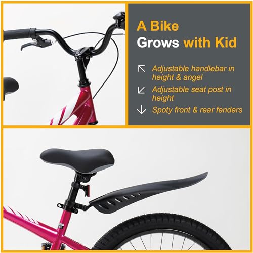 Image of RoyalBaby Bicycle for Kids Cycle for 6-10 Years Boys & Girls 20 Inch | Training Wheels | Adjustable Seat | 1 Year Warranty | Fuschia