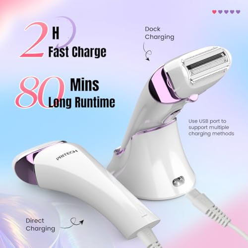 Image of PRITECH Electric Razor for Women Wet /Dry Electric Shaver for Women Purple