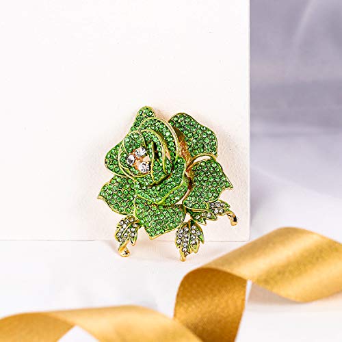 Image of EVER FAITH Women's Austrian Crystal Blooming Beautiful Rose Flower Brooch