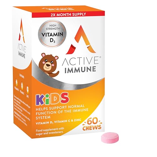Active Immune for Kids | Vitamin D, C & Zinc | Vitamins for Kids Immune System | Immune Boost for Kids | 60 Orange Flavoured Chews