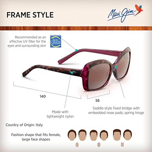 Maui Jim Women's Orchid Polarized Fashion Sunglasses, Tortoise W/ Raspberry/Maui Rose®, Medium #TOP5