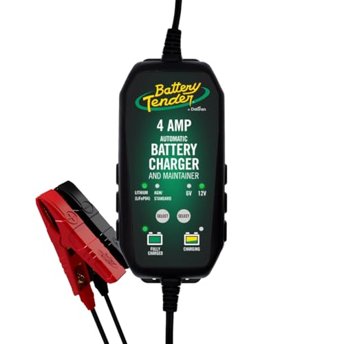 Battery Tender 4 AMP Battery Charger and Maintainer - Automotive Switchable 12V or 6V Smart Automatic for Cars SUVs and Trucks - Lead Acid, AGM, Gel, & Lithium Battery Charger - 022-0209-BT-WH