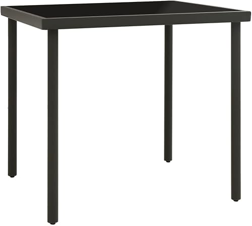 XGWKCNV Furniture select-Outdoor Table à manger en verre et acier Anthracite 80 