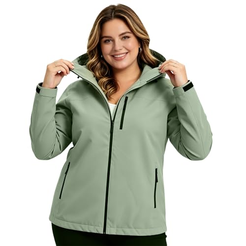 ACCNUO Women's Rain Jacket Rain Coat Waterproof Windbreaker With Hood,Lightweight Spring Jacket for Outdoor Cycling Hiking — view 6
