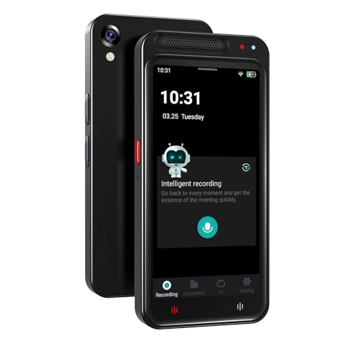 80GB AI Voice Recorder with Playback, Full Touch Screen, AI Transcription, Smart Summary, Multi-Language Translation, Portable Audio Recorder for Meetings, Lectures, Interviews