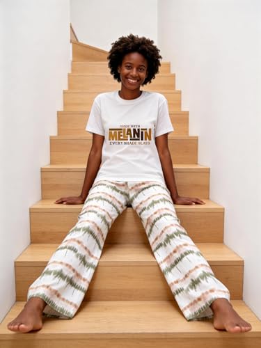 Image of Black History Pajamas, Graphic Matching Sets for Women, Magic Afro American Natural Hair Vintage Melanin T-Shirts and Pants