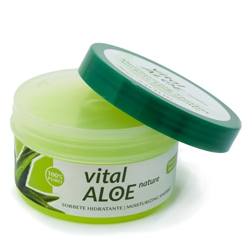 Sorbete Hidratante Aloe Vera 100% Puro 250 ml | Textura Gel Ligera con Aloe Vera Puro Ecológico | Crema Corporal y Facial After Sun, Post Depilación y Quemaduras | Ideal para Todo Tipo de Pieles