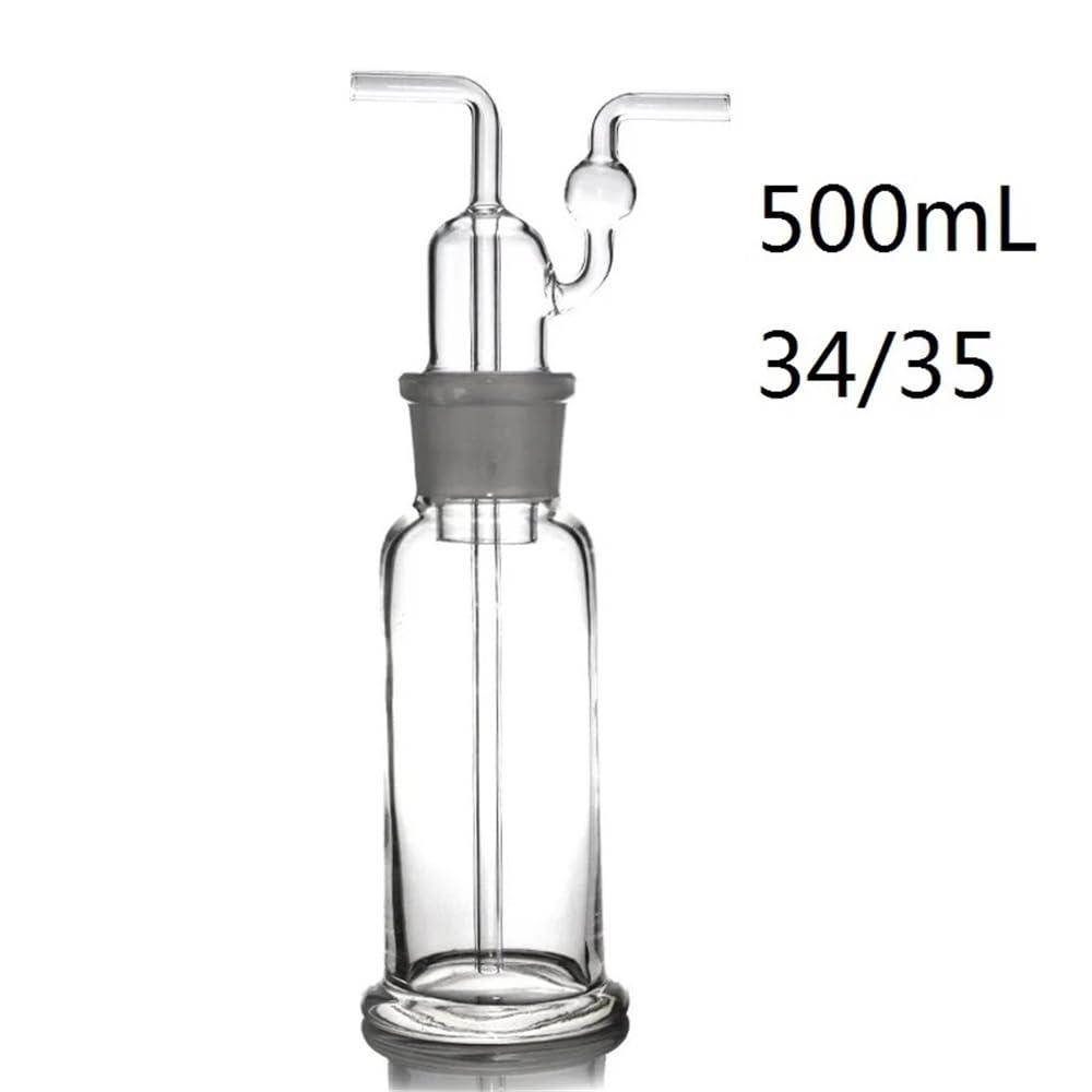 Cristalería de Laboratorio Frasco de lavado de 500 ml con boca esmerilada, vidrio transparente 34/35, equipo de laboratorio