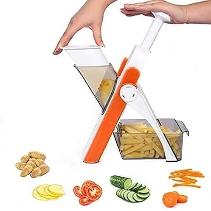 TERXA Spring Slicer | Stainless Steel Adjustable Slicer with Spring Slicer | Food & Vegetable Chopper | Ideal Mandoline Cutter | Kitchen Tool & Accessories (Pack of 1,Multicolor)