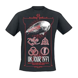 Rock Off LED Zeppelin UK Tour 1971 Officiel T-Shirt Hommes Unisexe - Les Beatles, Paul McCartney, John Lennon, RIngo Starr, George Harrison