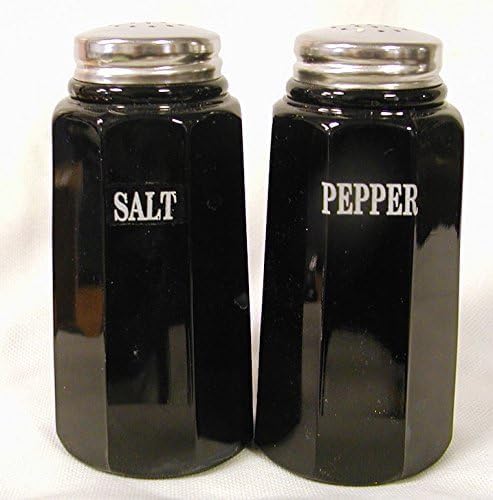 Juego de salero y pimentero - Patrón de paneles - Vaso de leche - Mosser Glass - Hecho en Estados Unidos - Motocicletas - Harley Davidson