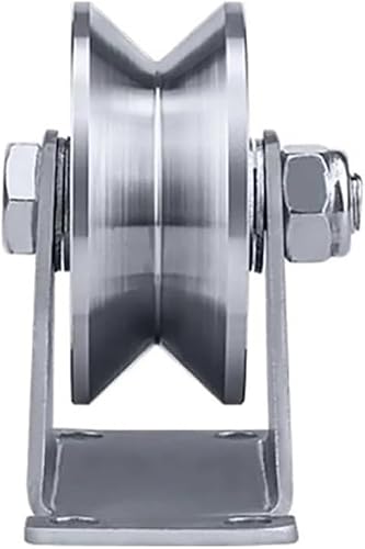 U-Shaped Steel Cable Pulleys, 2 Inch Groove Wheel Pulley,304 Stainless Steel Silent Block,Heavy Duty Caster Wheels Sliding Gate Rollers(16mm V Type)