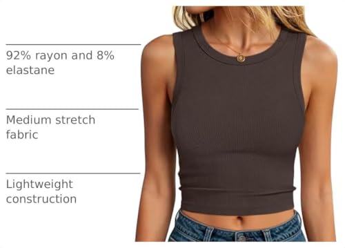 Image of ANRABESS Women's Crop Tank Tops High Neck Sleeveless Ribbed Fitted Shirts