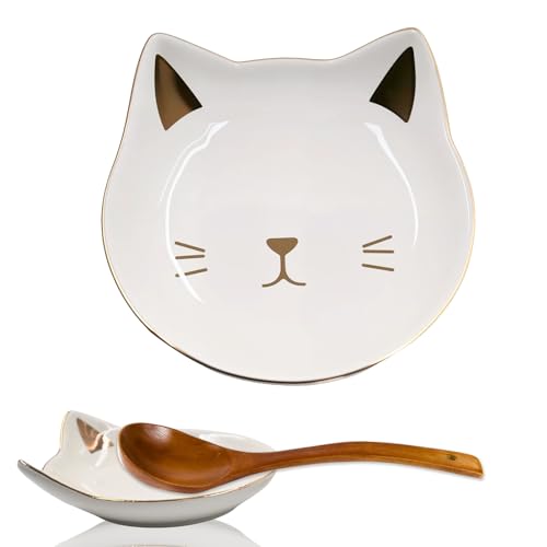 Cat-Shaped Ceramic Spoon Rest for Kitchen Counter