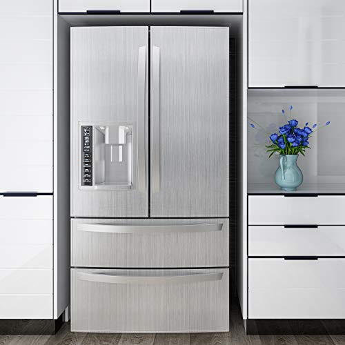 Lacheery Stainless Steel Contact Paper Brushed Stainless Dishwasher Cover Silver Contact Paper Self Adhesive Wallpaper Metallic Adhesive Paper For Fridge Backsplash Appliance Craft Project 15.8"×80" #TOP2