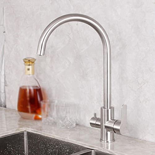 Robinet de cuisine 3 voies en acier inoxydable brossé design moderne