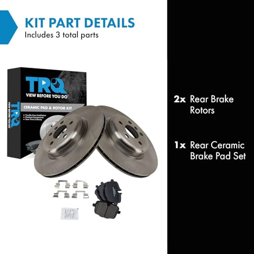 Image of TRQ Rear Brake Pad and Rotor Set Ceramic Compatible with 2016-2021 BMW 740i 750i 750i xDrive 530i 530i xDrive 540i 540i 740e 740i 530e 530e 640i Gran Turismo X3 X4
