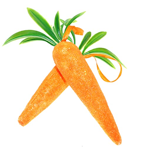 Lind Kitchen 12Pcs 9Cm Artificial Vegetables Artificial Carrots Easter Carrot Hanging Ornaments Premium Foam Glitter Artificial Carrots For Easter Decoration #TOP3