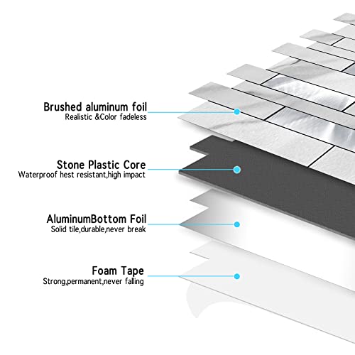 Yooker Peel And Stick Faux White Marble Aluminum Metal Stick Backsplash Tile For Kitchen & Bathroom (5 Sheets, White) #TOP6