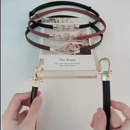 Ladies Adjustable Thin Belts for Women Fashion Skinny Coat Dress Waist Belt#-Black4
