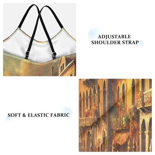 Vintage River Houses Girls Swimsuit Bathing Suit Swimwear Summer Beach One Piece Swimsuits3