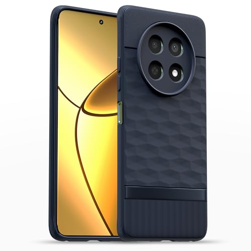 Pikkme Back Cover for Realme Narzo 70x 5G / N65 / Realme 13/12 / 12X 5G / C65 Camera Protection 3D Hexa Cube Design Silicone Protective Bumper Case (Blue)