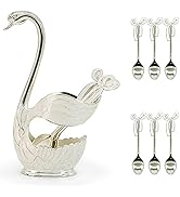 Creative Dinnerware Set Swan Base Holder Decorative Stainless Steel With 6 Spoons For Coffee Fruit Dessert Stirring Mixing - 15 - View #10