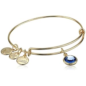 Alex-and-Ani-September-Sapphire-Bangle Alex and Ani Birthstones Expandable Bangle for Women, Sapphire Crystal Charm for September, Shiny Gold Finish, 2 to 3.5 in