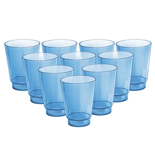 Acrimet Vaso de Plástico Duro, Resistente y Reutilizable, 300 ml, Copas de Agua Apto para Lavavajillas, Vasos para Bebidas Apilable (Color Azul) (Juego de 10)